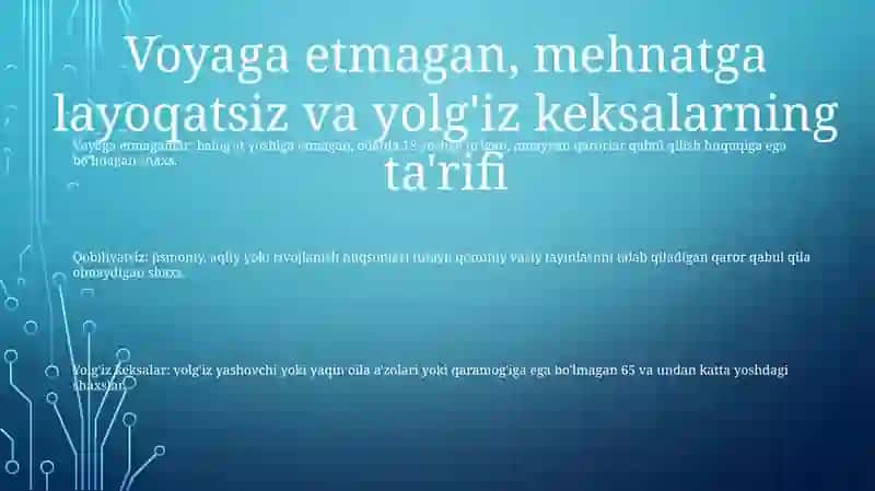 Voyaga Yetmaganlar, Mehnatga Layoqatsizlar Va YolgʻIz Keksalar Huquqing Kafolatlari 2