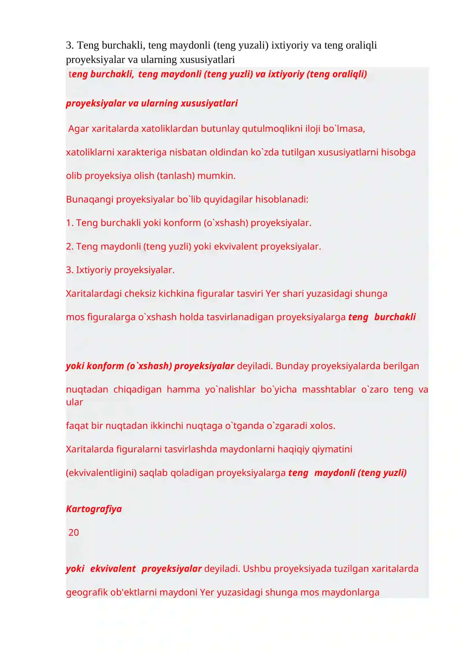 Kartografiyadan yakuniy nazorat ishi savollari 2