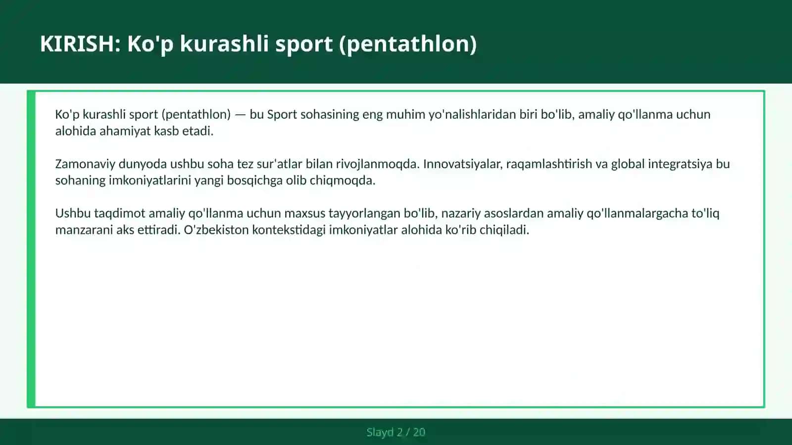 Ko'p kurashli sport (pentathlon) 2