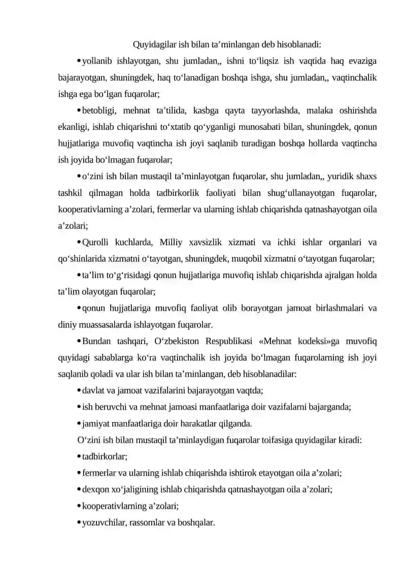 Aholini ish bilan bandligining shakllanishi va mohiyati 2
