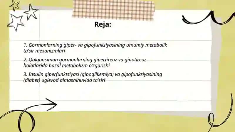 Gormonlarning giper va gipofunktsiyasini metabolizmning o’zgarishiga ta’siri 2