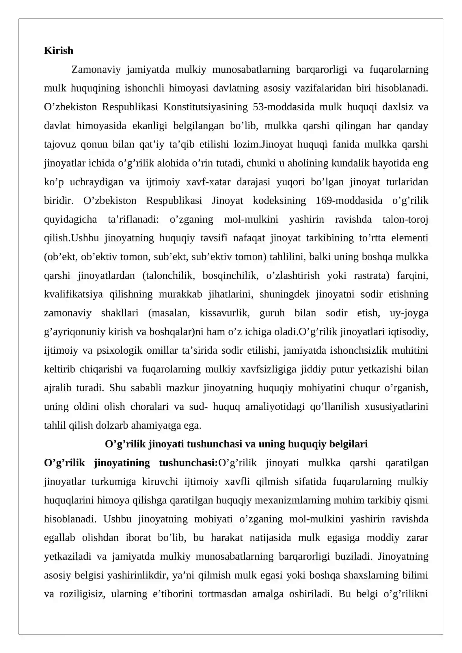 O’g’rilik jinoyatining huquqiy tavsifi 2