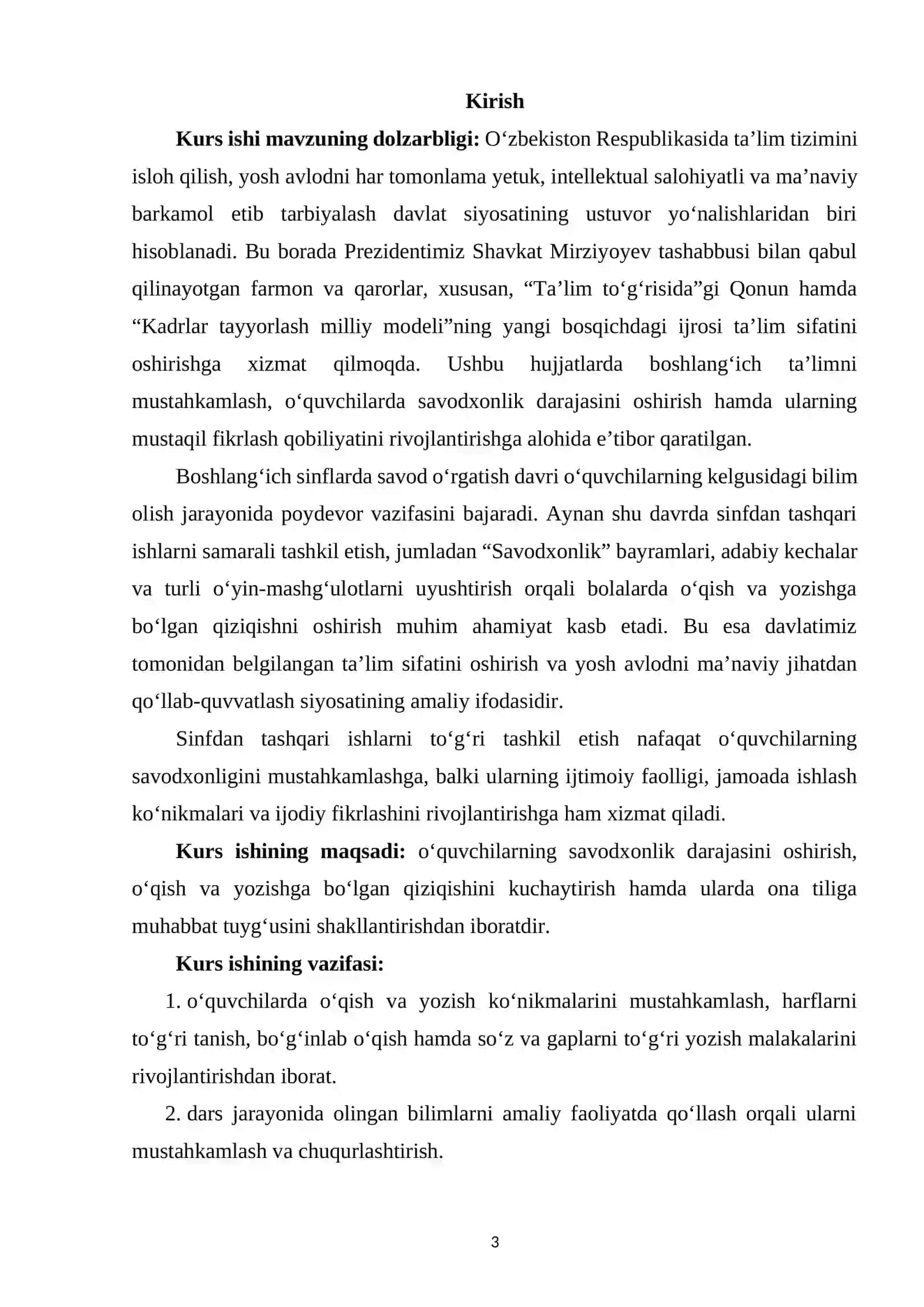 Savod o‘rgatish davrida sinfdan tashqari ishlar (“Savodxonlik” bayrami va shuning kabilar)ni uyushtirish 2