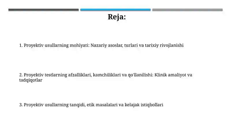 Proyektiv usullarning tarixi va rivojlanishi 2