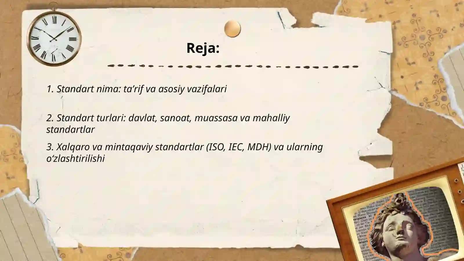 Standart va ularning turlari, ishlab chiqish tartiblari, tasdiqlanishi va royxatdan o'tkazish tartib qoidalarini o'rganish 2