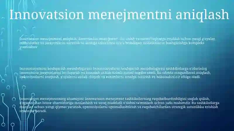 Innovatsion Menjmentning Metadologiyasi 2