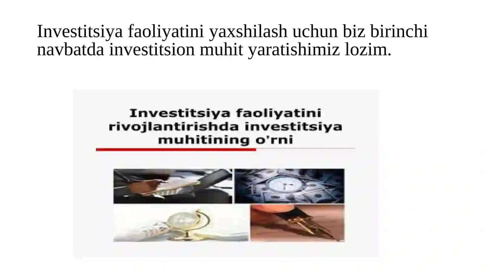 Investitsion infratuzilmani tashkil etish va boshqarish 2