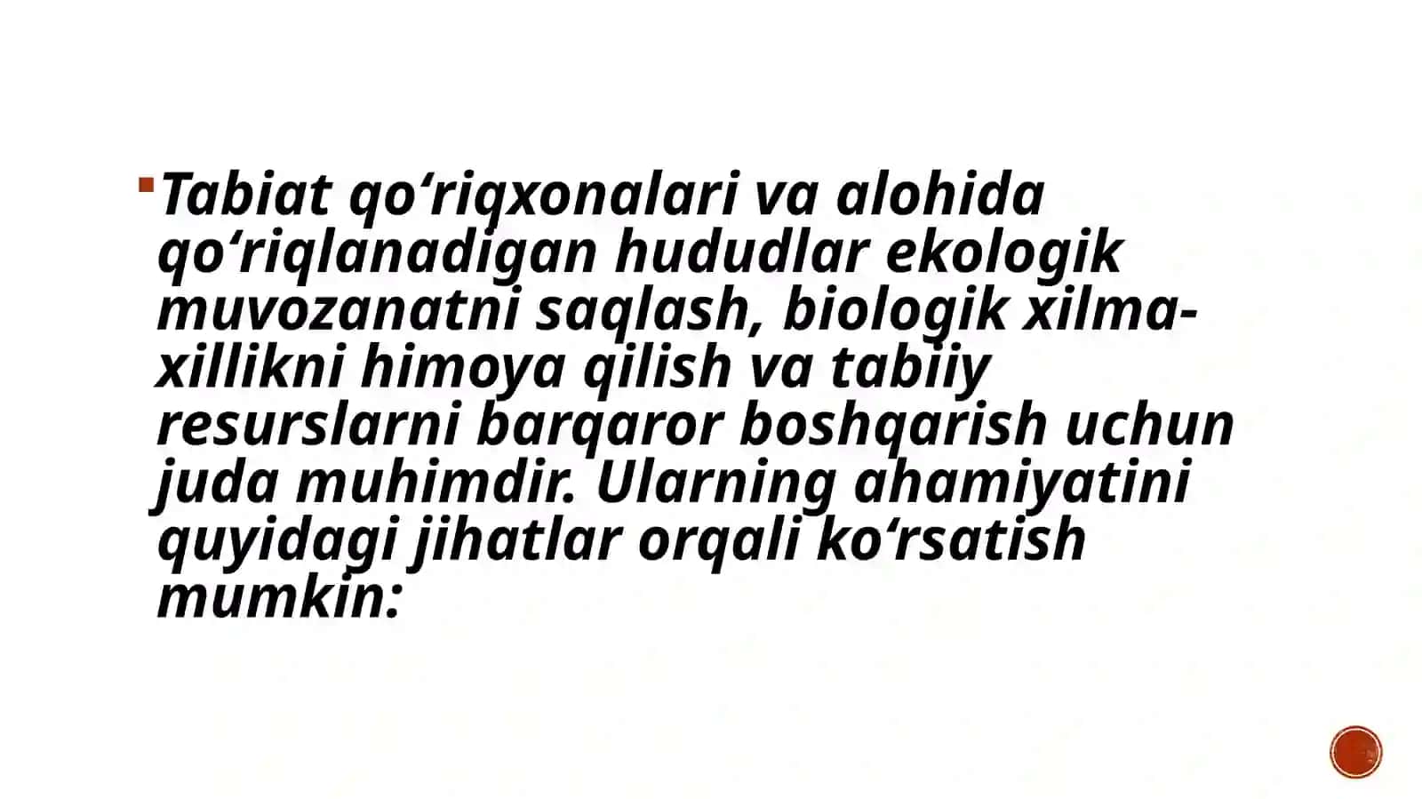 Tabiat qoʻriqxonalari va alohida qoʻriqlanadigan hududlar 2