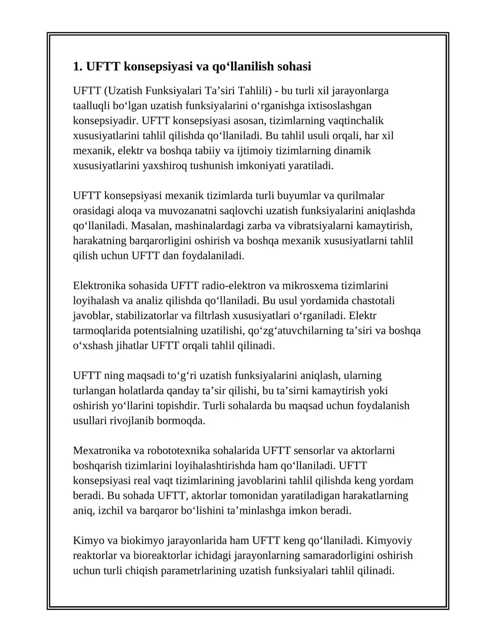UFTT-QO‘LLANILISHI VA TASNIFI 2