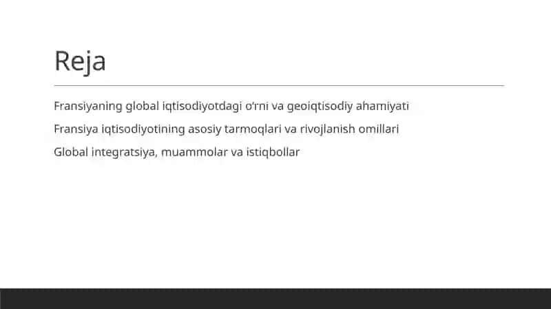 Fransiya global iqtisodiy rivojlanishi 2