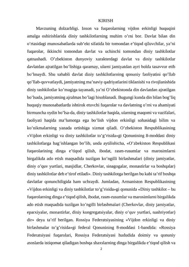 O'zbekistonda Diniy Erkinlikning Yo'lga Qo'yilishi Islohotlarning Amalga Oshirilishi 2