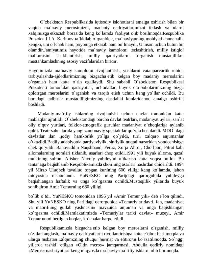 O`zbekistonning iqtisodiy,ma’naviy va madaniy taraqqiyoti 2