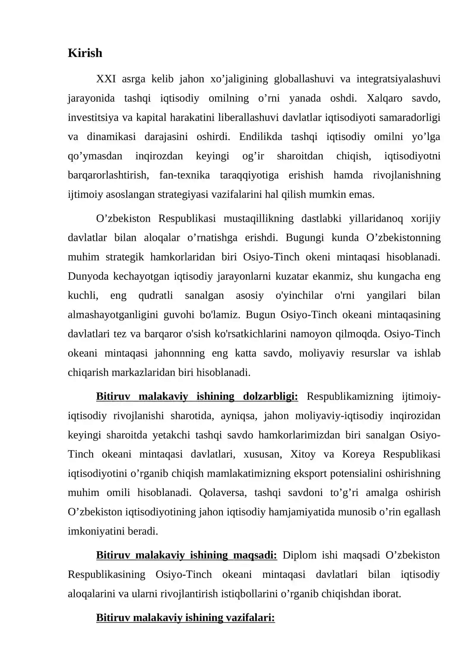 O‘ZBEKISTON VA OSIYO-TINCH OKEANI MINTAQASI DAVLATLARI IQTISODIY ALOQALARINING ISTIQBOLLARI 2