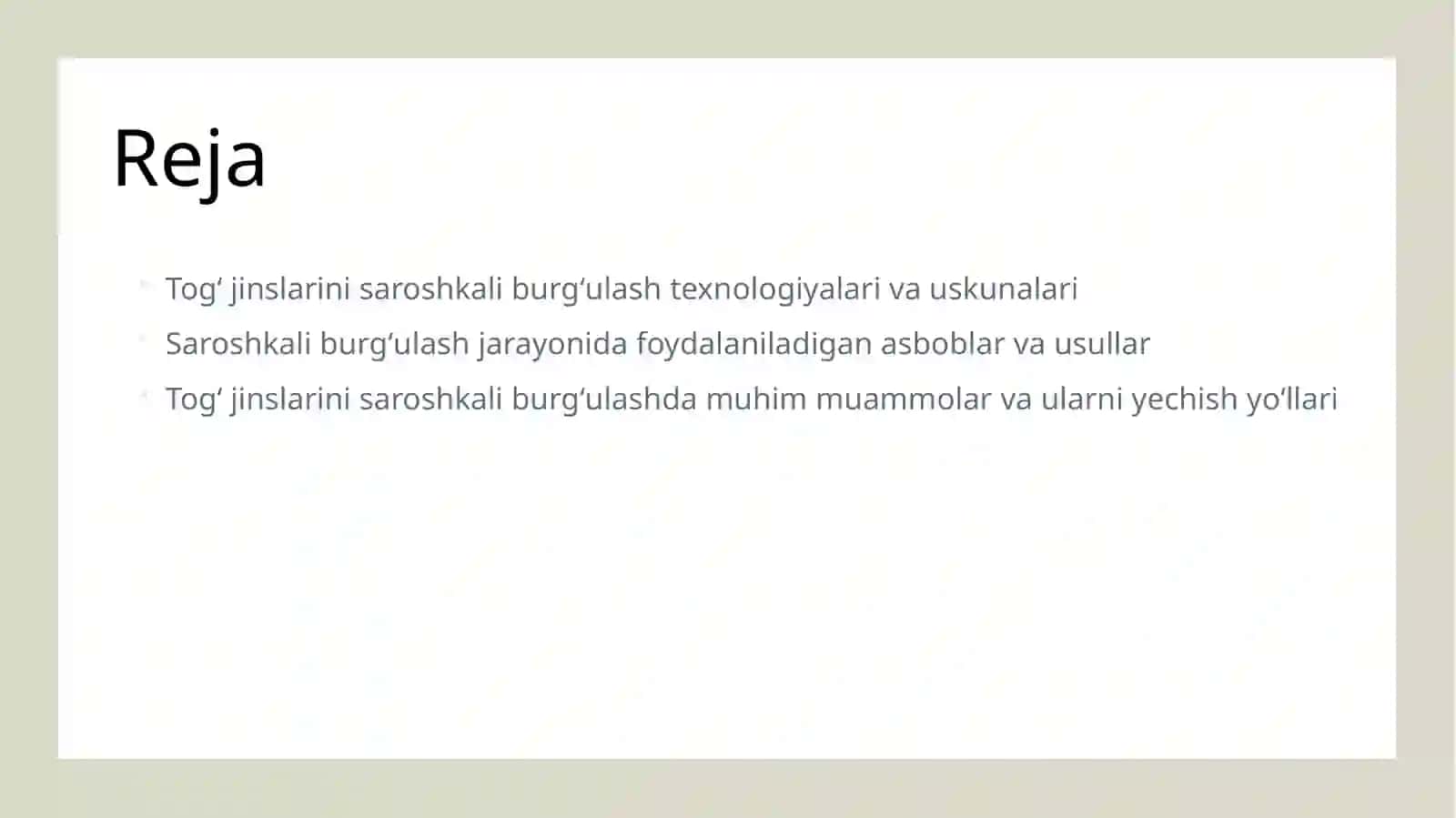 Togʻ jinslarni saroshkali burgʻulash stanogi yordamida burgʻulash 2