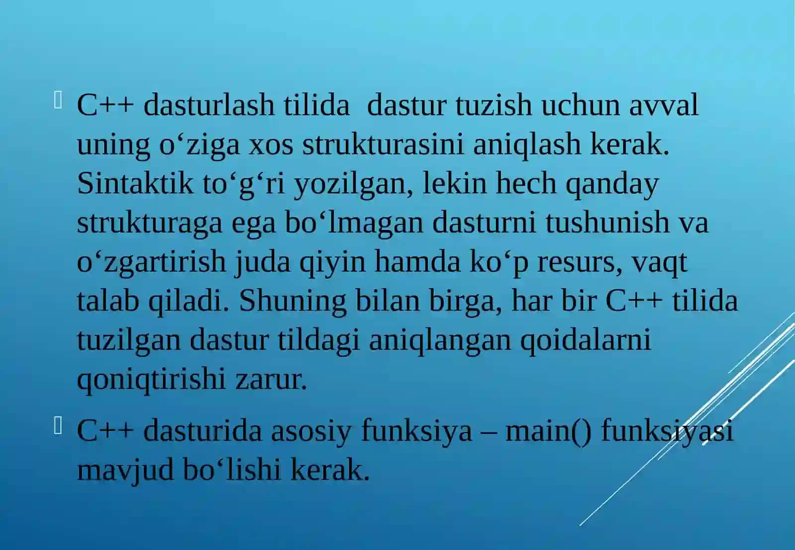 C++ tili dasturining tuzilishi va shakli 2