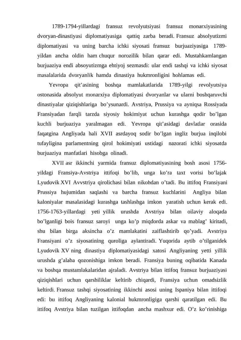 XVIII asr 2-yarmi va XIX asrning boshlarida Xalqaro munosabatlar 2