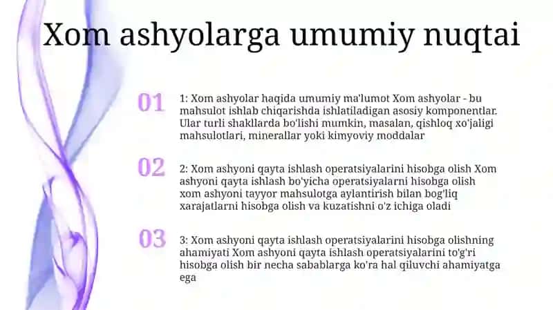 Xom ashyolar boʻyicha operatsiyalar 2