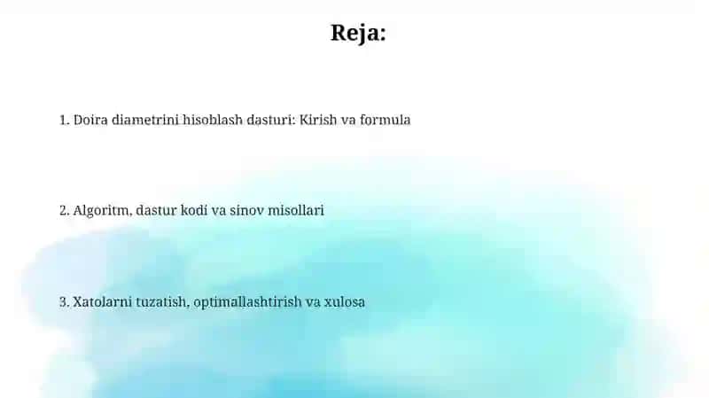 Doira diametrini hisoblash dasturi 2