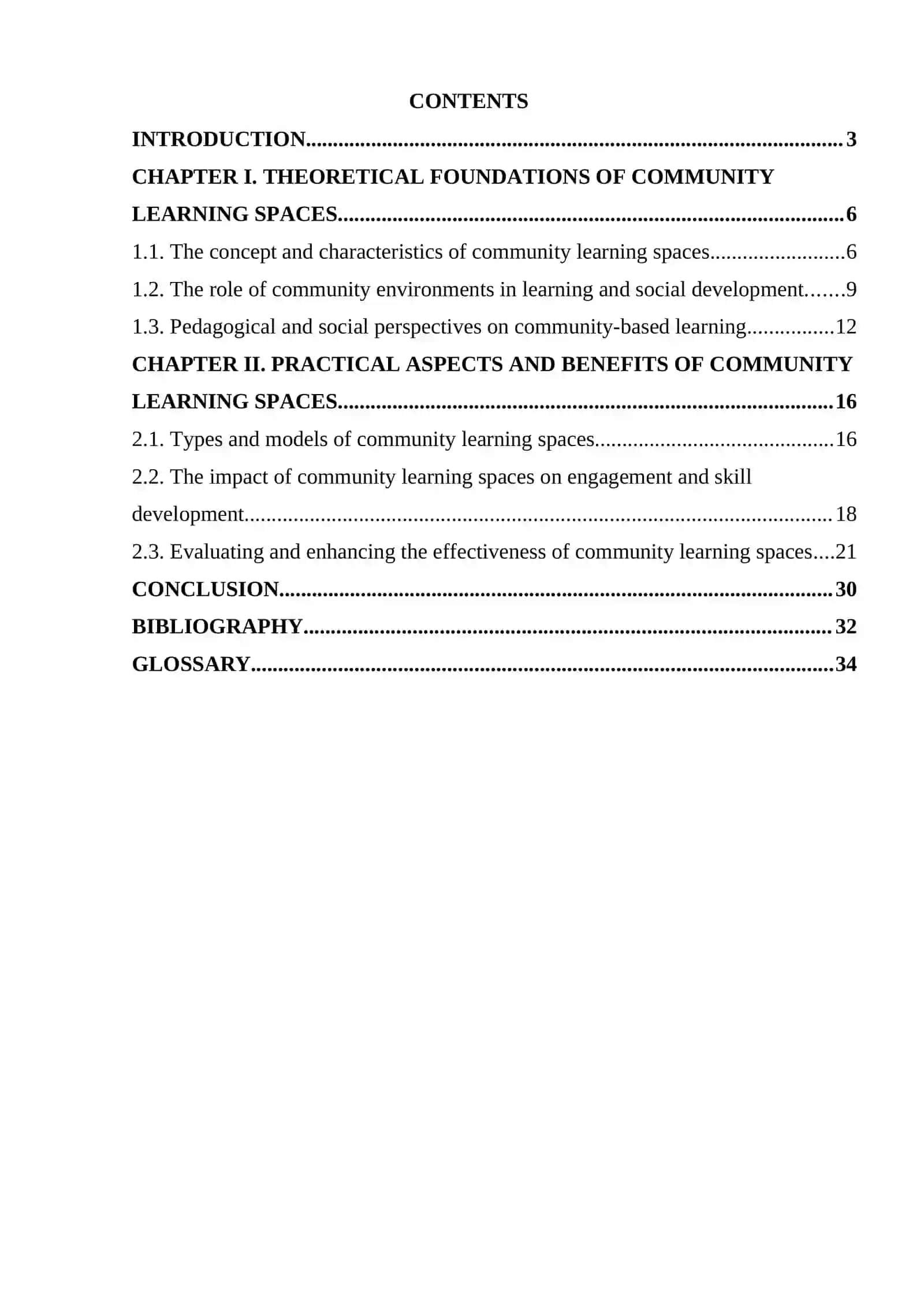 Course Paper on The Benefits of Community Learning Spaces 2