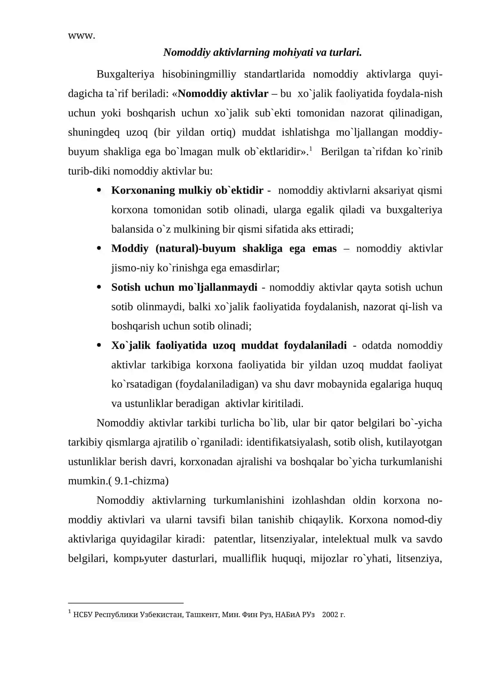 Nomoddiy aktivlarning mohiyati va turlari 2