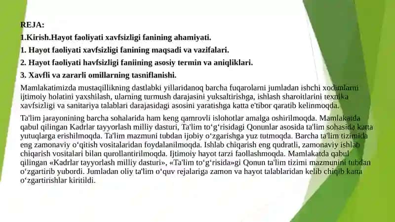 Hayot faoliyati xavfsizligi 2