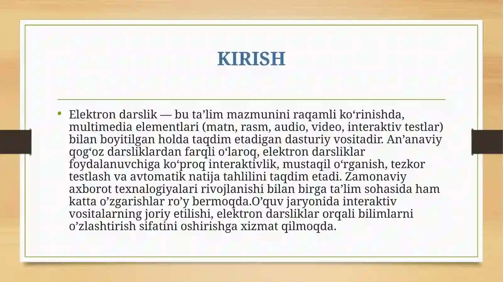 ELEKTRON DARSLIK YARATISH UCHUN TIZIM 2