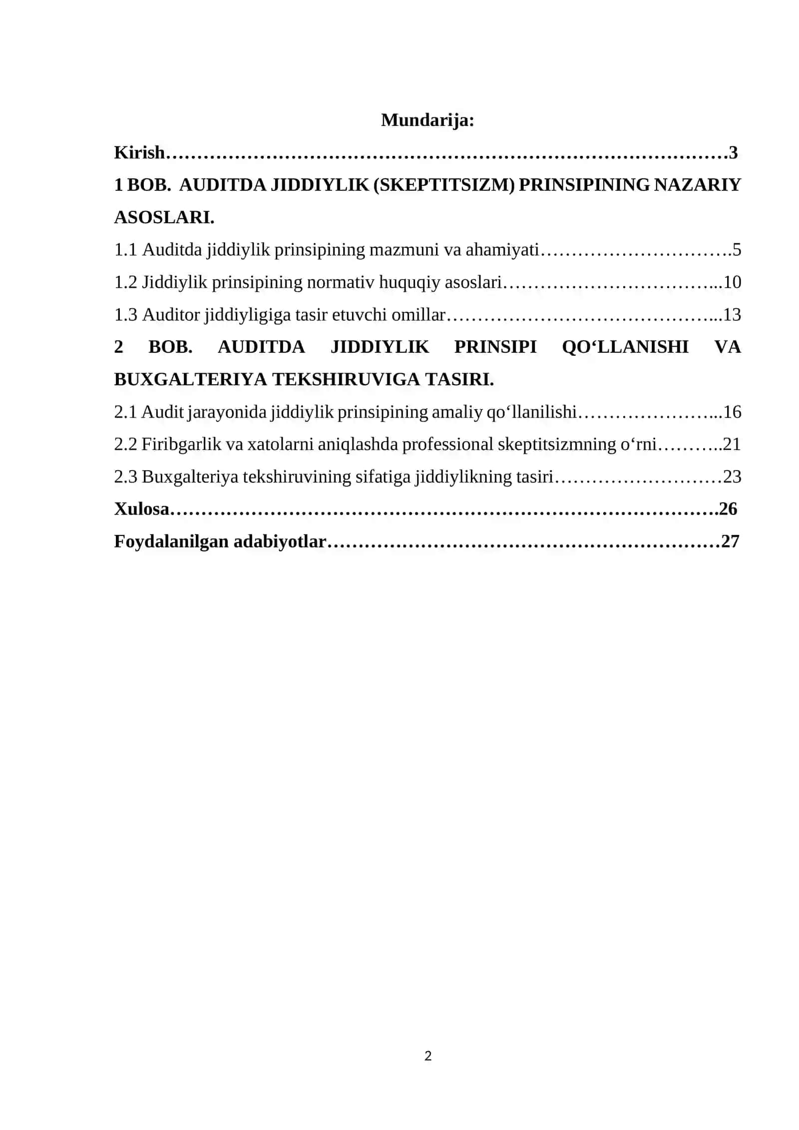 Auditda jiddiylik (skeptitsizm) prinsipining qo‘llanishi va buxgalterik tekshiruvdagi ahamiyati 2