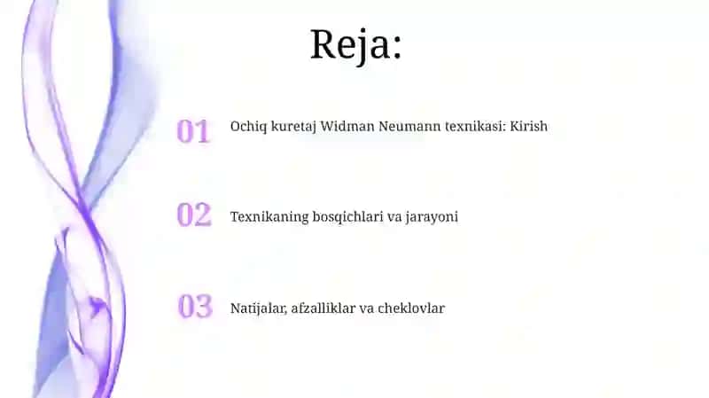 Ochiq kuretaj Widman Neumann usuli 2