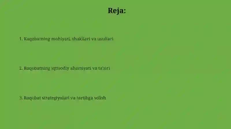 Raqobatning mohiyati, shakllari va usullari 2