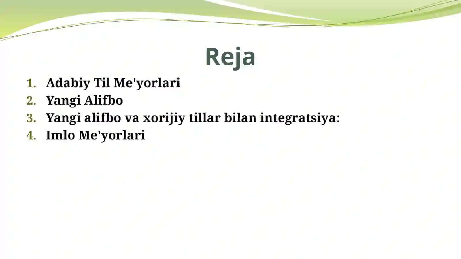 Adabiy til meʼyorlari. Yangi alifbo va imlo meʼyorilari 2