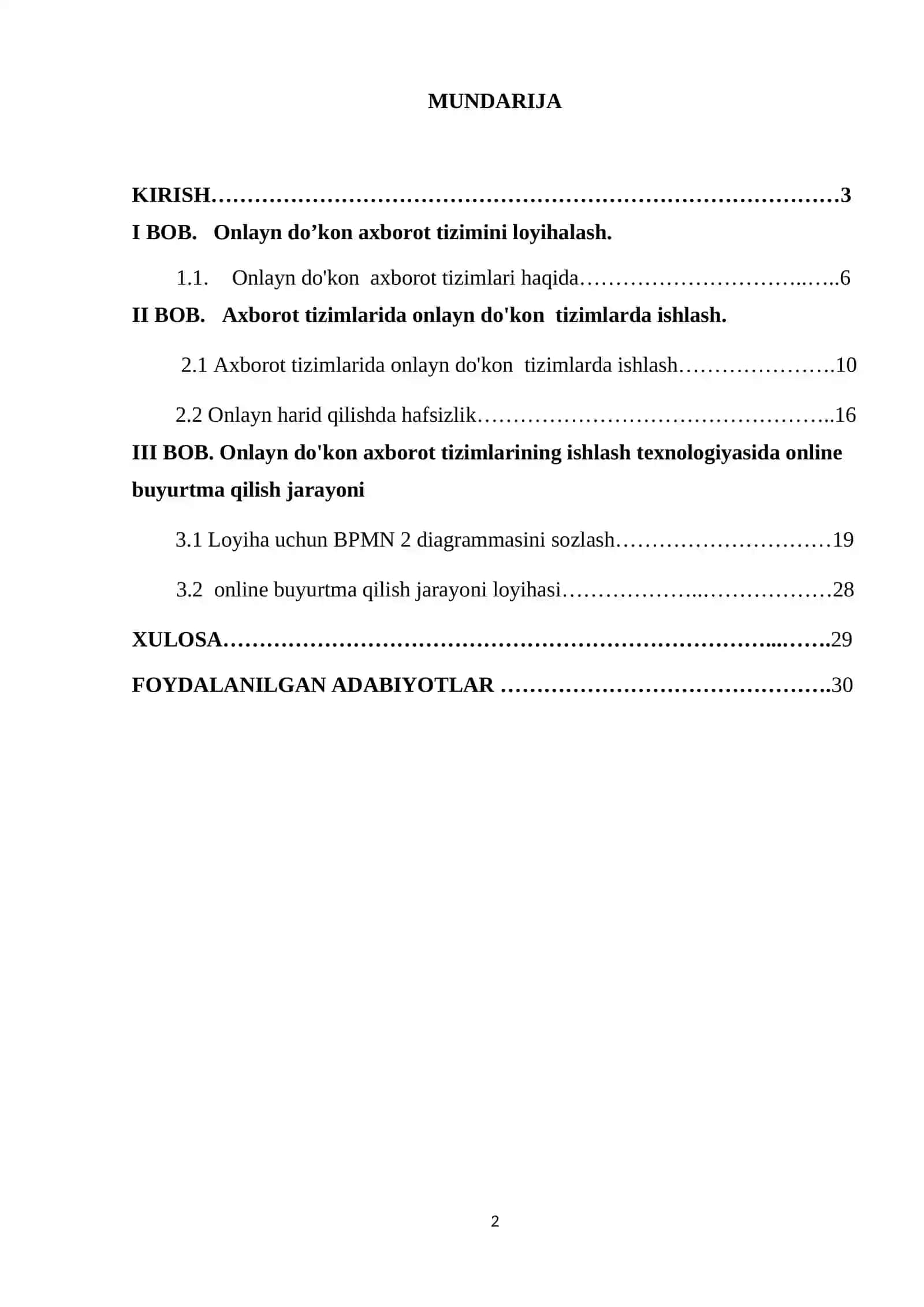 Onlayn do’kon axborot tizimini loyihalash 2