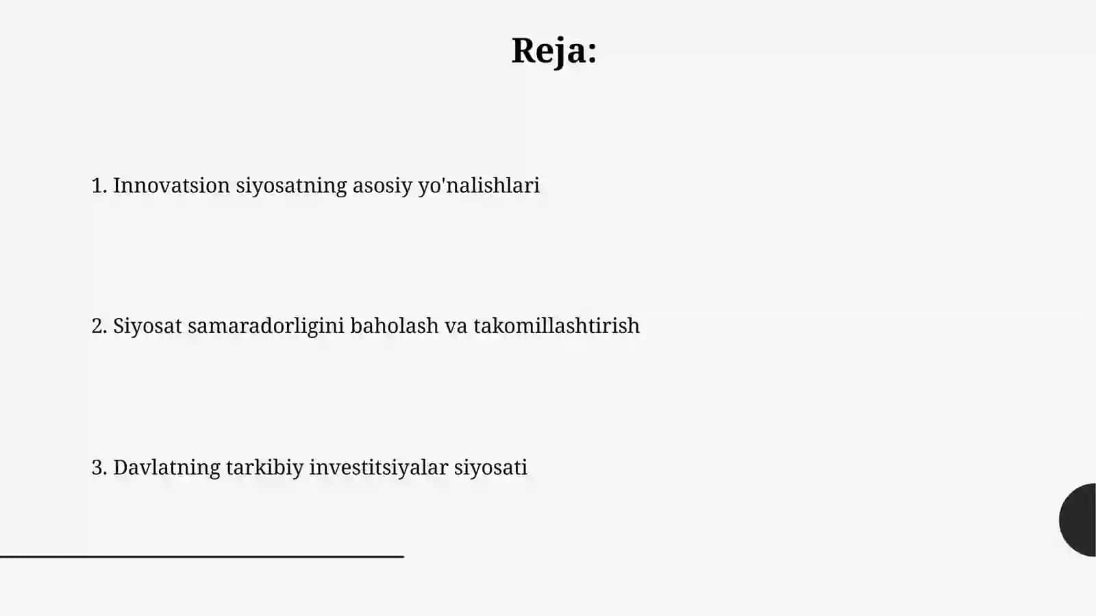 Davlatning tarkibiy-investitsiyaviy va innovatsiya siyosatlari 2
