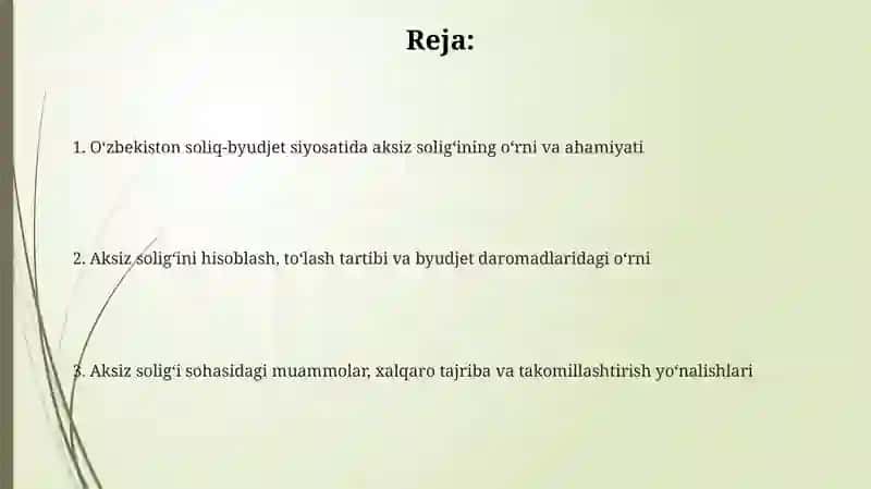 O'zbekiston Respublikasi soliq-byudjet siyosatida aksiz solig'ini turgan o'rni va ahamiyati 2
