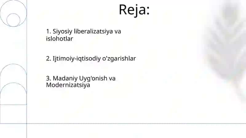 Yangi O'bekiston ijtmoyi-siyosiy iqtisodiy va madaniy hayotida ro'y bergan o'zgarishlari 2