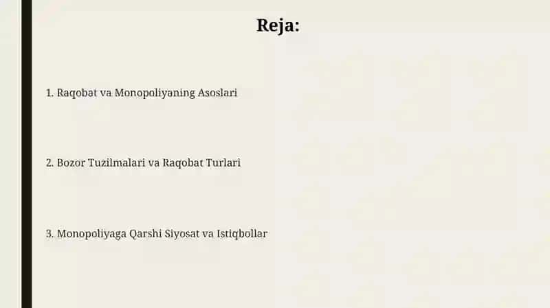 Raqobat va manopoliya 2