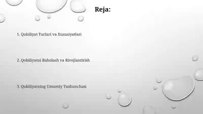 Qobiliyat Turlari va Xususiyatlari 2
