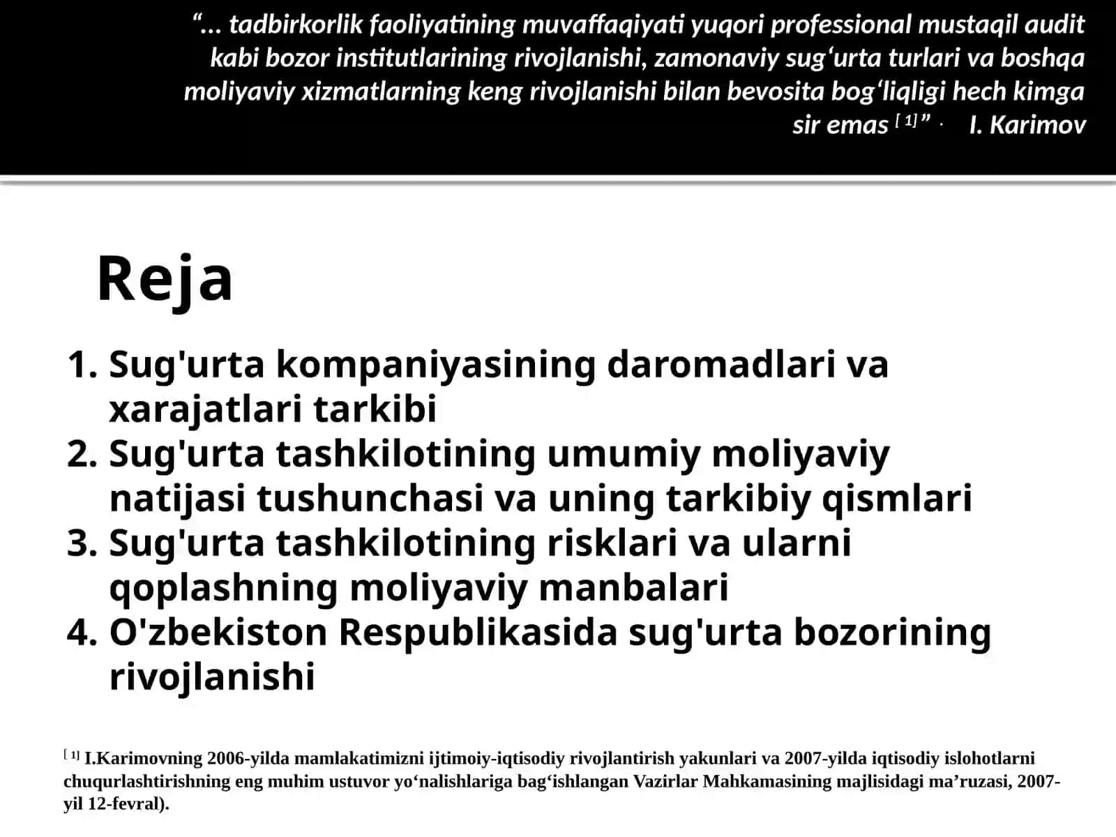 Sug'urta tashkilotlari iqtisodiyoti va ularning moliyaviy barqarorlik 2