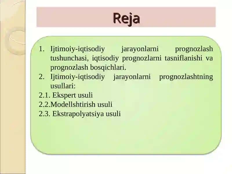 Ijtimoiy-iqtisodiy jarayonlarni prognozlashda ekonometrik modellarni qo’llanilishi 2