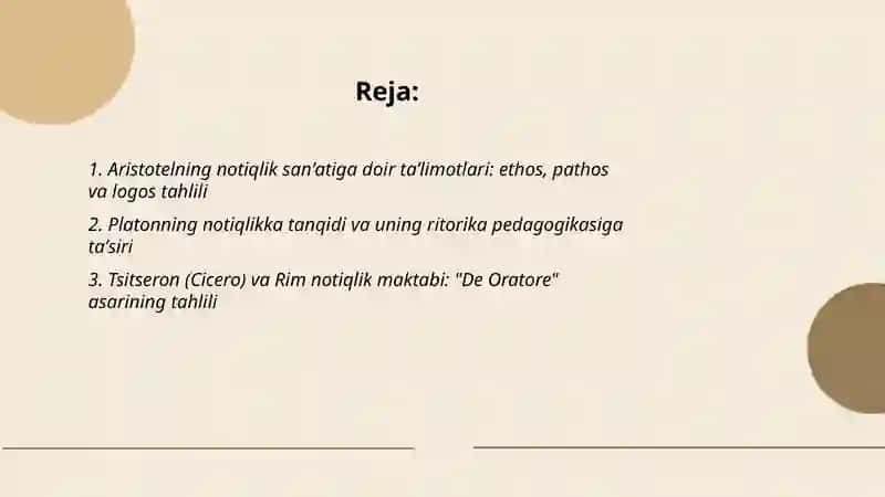 Gʻarb mutafakkirlarining notiqlik sanʼatiga doir oʻgitlarini tahlil qilish 2