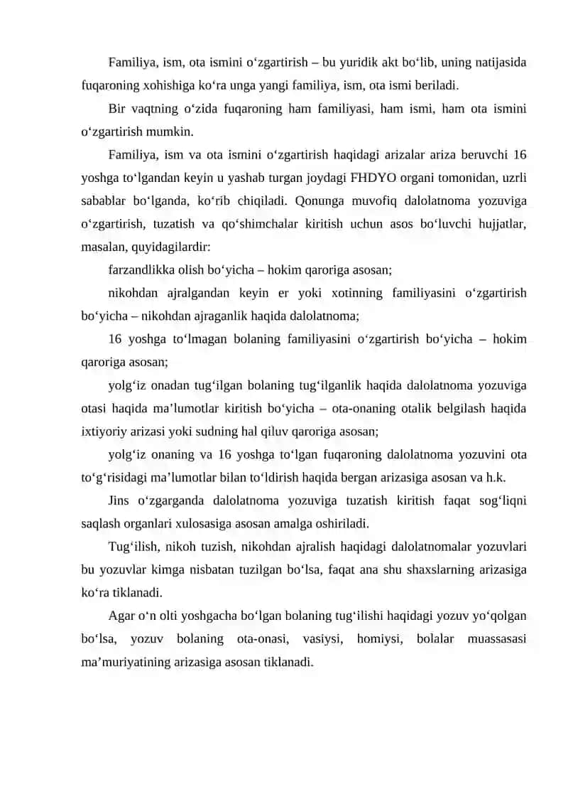 Fuqarolik holati dalolatnomalari yozish organi 2