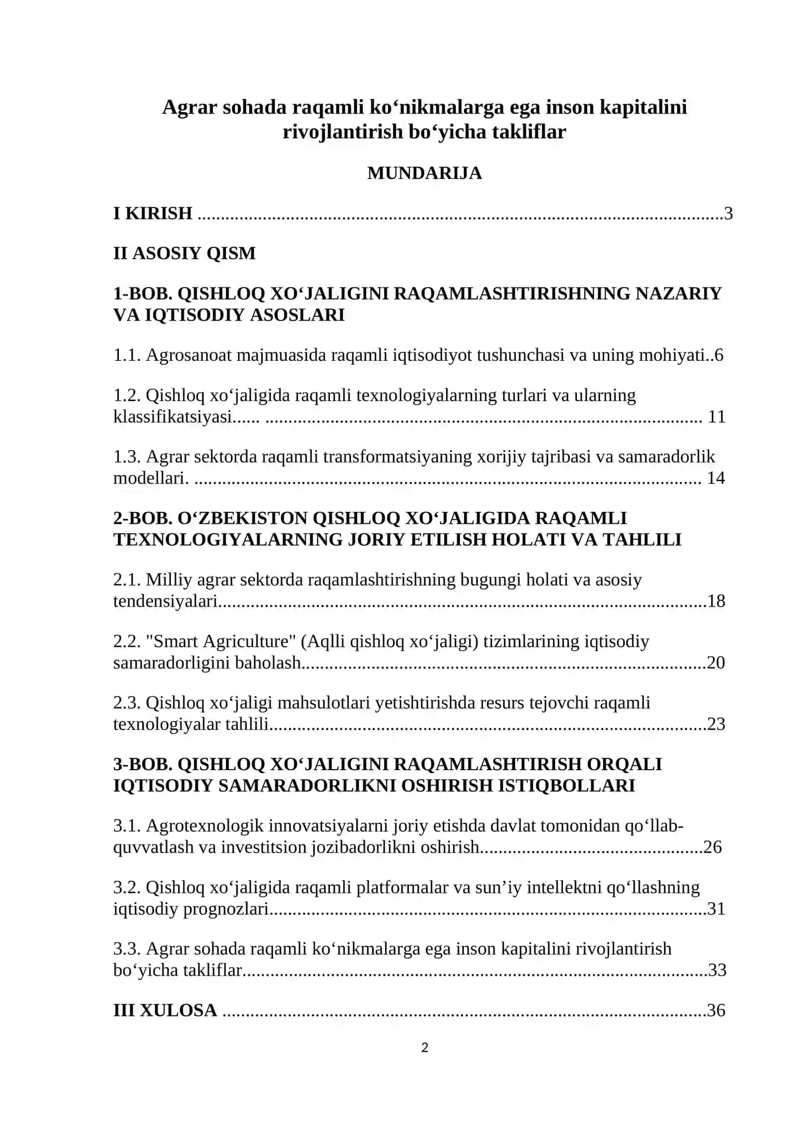 Agrar sohada raqamli ko‘nikmalarga ega inson kapitalini rivojlantirish bo‘yicha takliflar 2