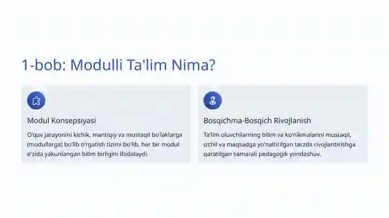 Modulli Ta'lim Texnologiyasi: Zamonaviy Ta'limning Innovatsion Yondashuvi 2