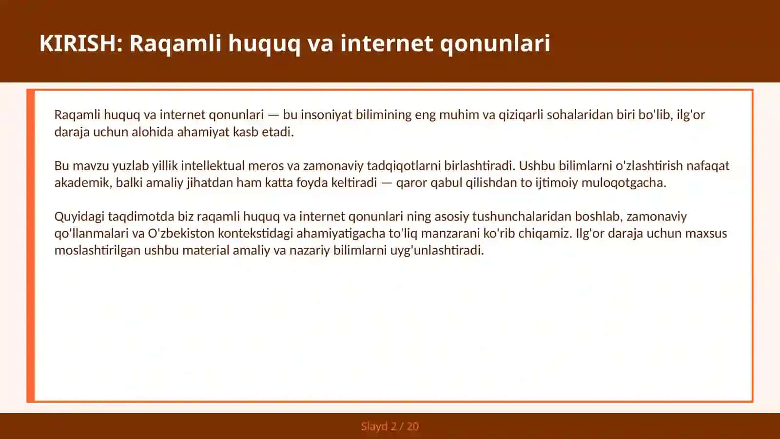 RAQAMLI HUQUQ VA INTERNET QONUNLARI 2