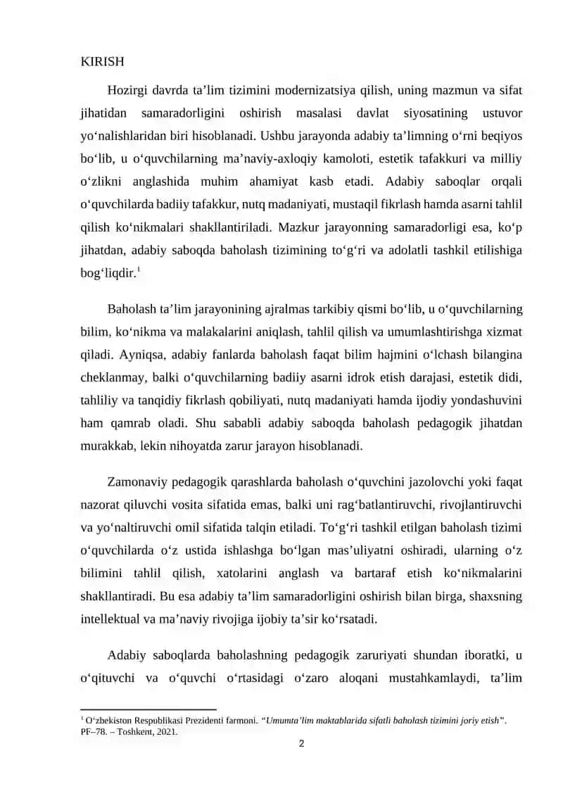 ADABIY SABOQDA BAHO VA UNING PEDAGOGIK ZARURIYATI 2