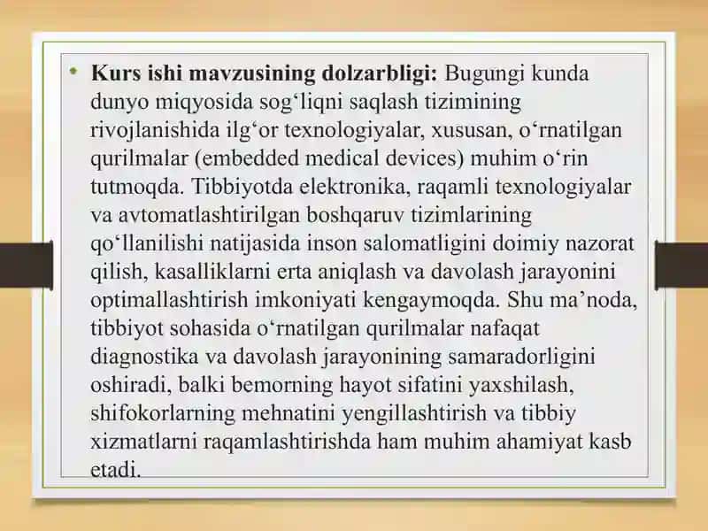 TIBBIYOT SOHASIDA O‘RNATILGAN QURILMALAR VA ULARNING AHAMIYATI 2