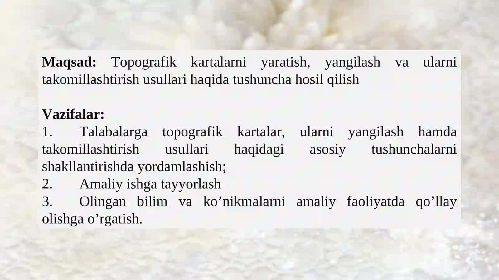 Topografik kartalarni yangilash va takomillashtirish 2