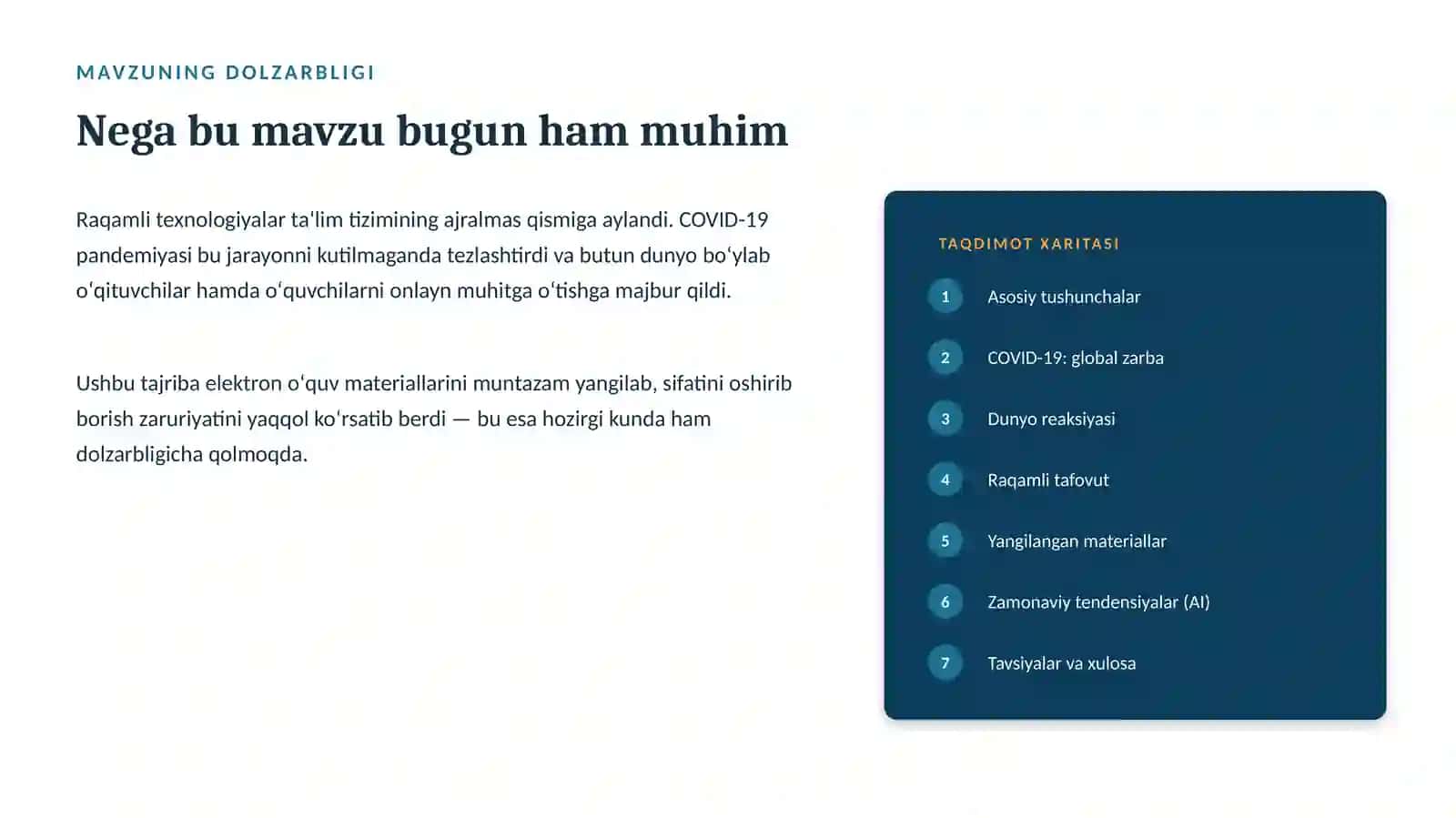 Elektron oʻquv materiallarini takomillashtirish va yangilab borish 2