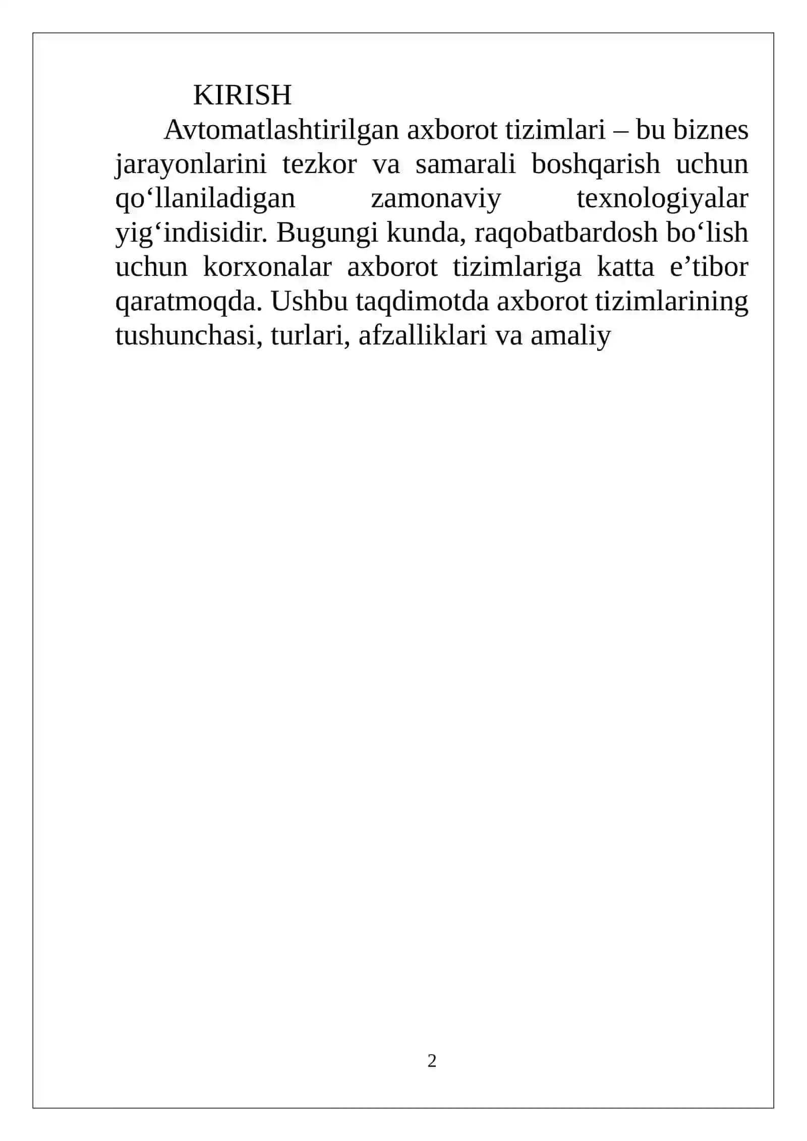 BIZNES BOSHQARUVIDA AVTOMATLASHTIRILGAN AXBOROT TIZIMLARI 2