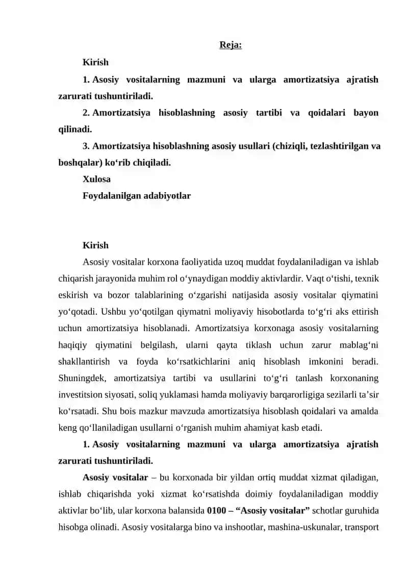 Asosiy vositalarga amortizatsiya hisoblash tartibi va usullari 2