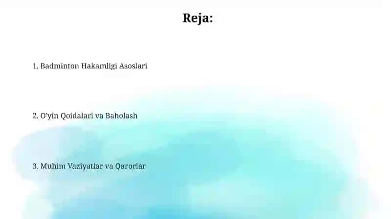Badminton Hakamligi Asoslari 2
